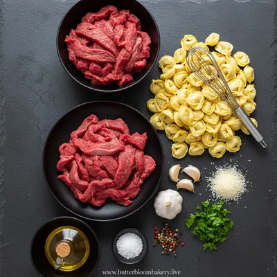 Garlic Steak Tortellini - cooking process