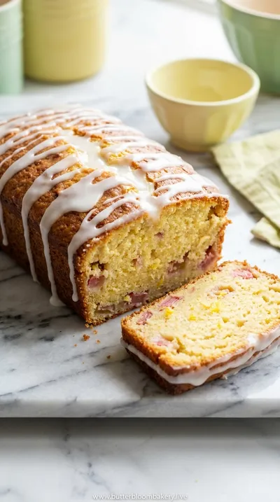 Lemon Rhubarb Loaf with Glaze