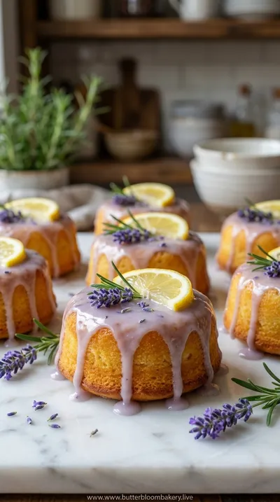 Mini Lemon Cakes With Lavender Glaze
