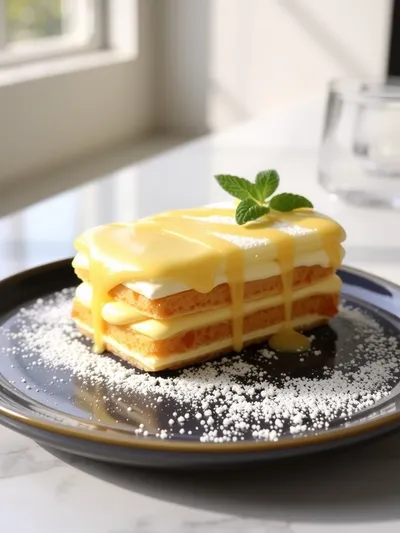 No-Bake Lemon Eclair Cake - ready to serve