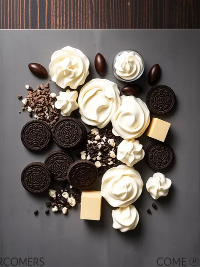 No-Bake Oreo Mousse Cake - ingredients preparation
