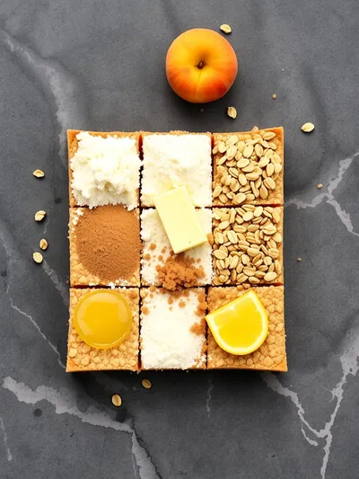 Peach Pie Crumble Bars - ingredients preparation