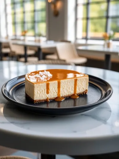 One Pot Salted Caramel Cheesecake - ready to serve