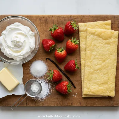 Strawberry & Whipped Cream Puff Pastry Delights - cooking process