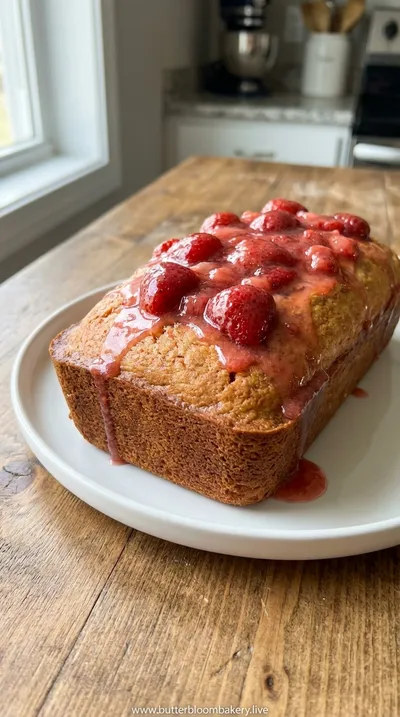 Strawberry Bread Loaf with Strawberry Glaze
