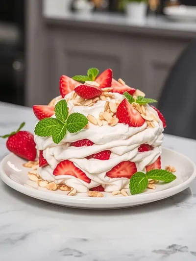 Strawberry Fluff Salad – Light & Refreshing - ready to serve