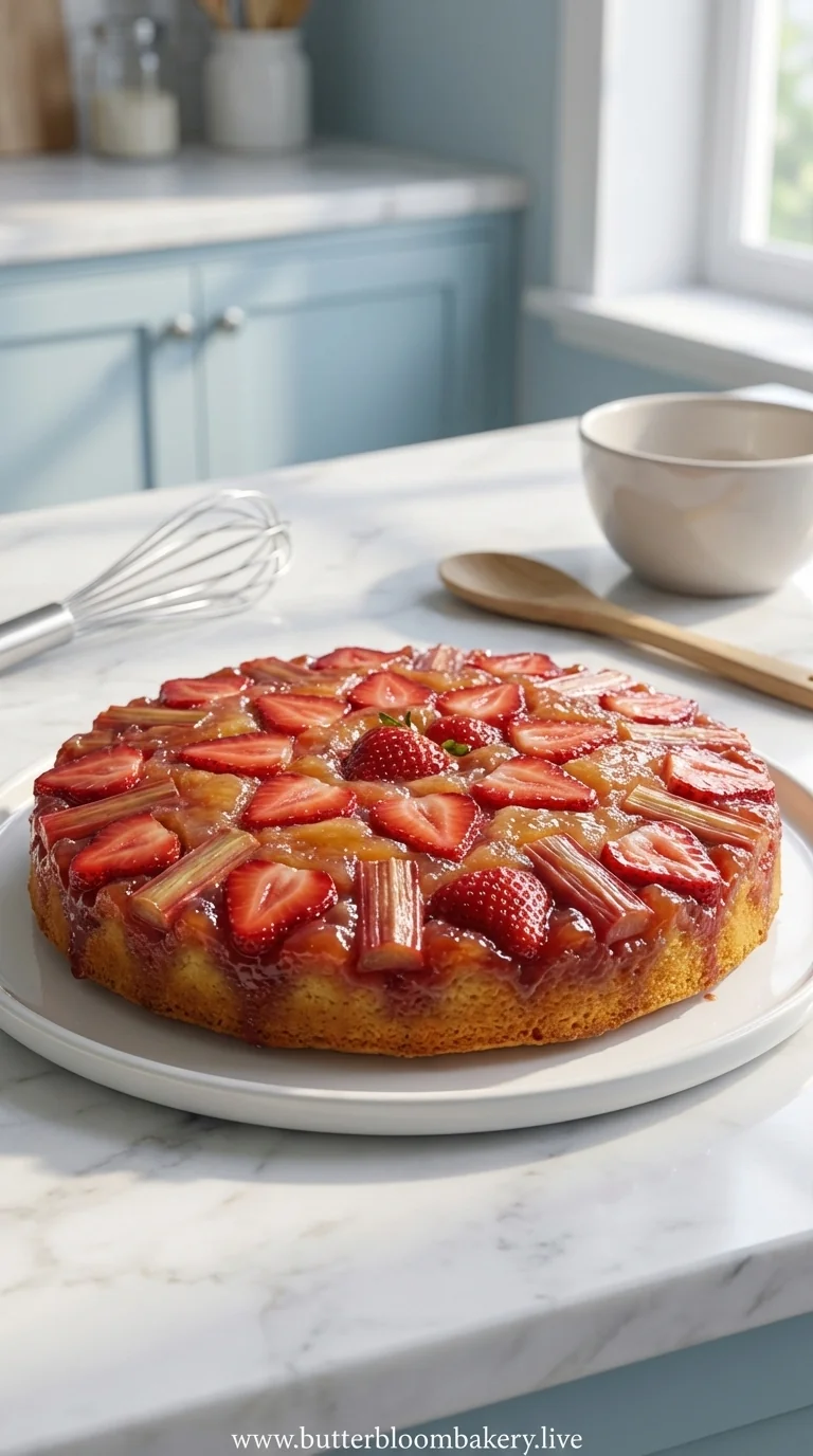 Strawberry Rhubarb Upside Down Cake – Sweet Spring Treat