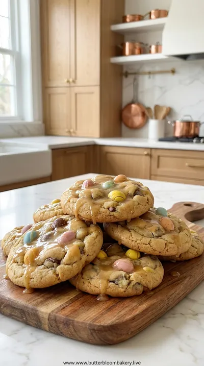 Thick Cadbury Mini Egg Cookies with Browned Butter
