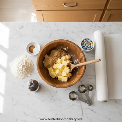 Thick Cadbury Mini Egg Cookies with Browned Butter - cooking process