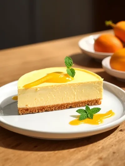 Easy Vegan Mango Cheesecake - ready to serve
