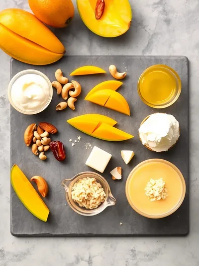 Easy Vegan Mango Cheesecake - ingredients preparation